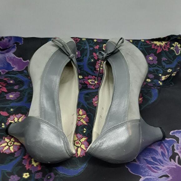 Vintage Mes Amis by Gorolini Italy Suede Hell Shoes Size 8M Grey Color - Picture 6 of 8